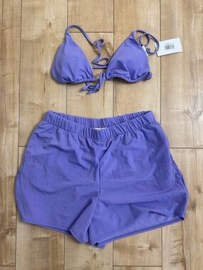 Dippin' Daisy's Lilac Shimmer Bikini Top and Shorts Set